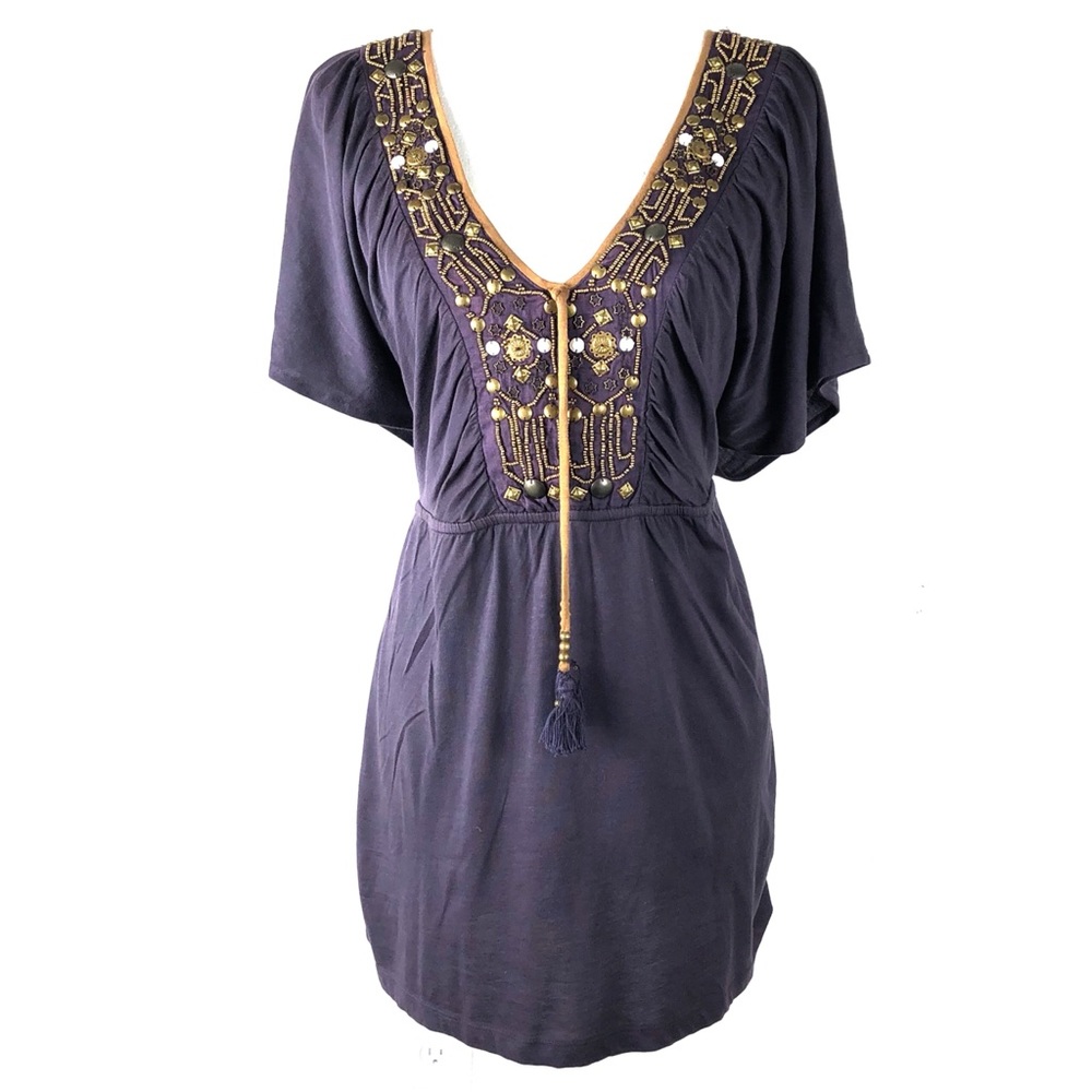 Anthropologie C. Keer blouse embellished Star map